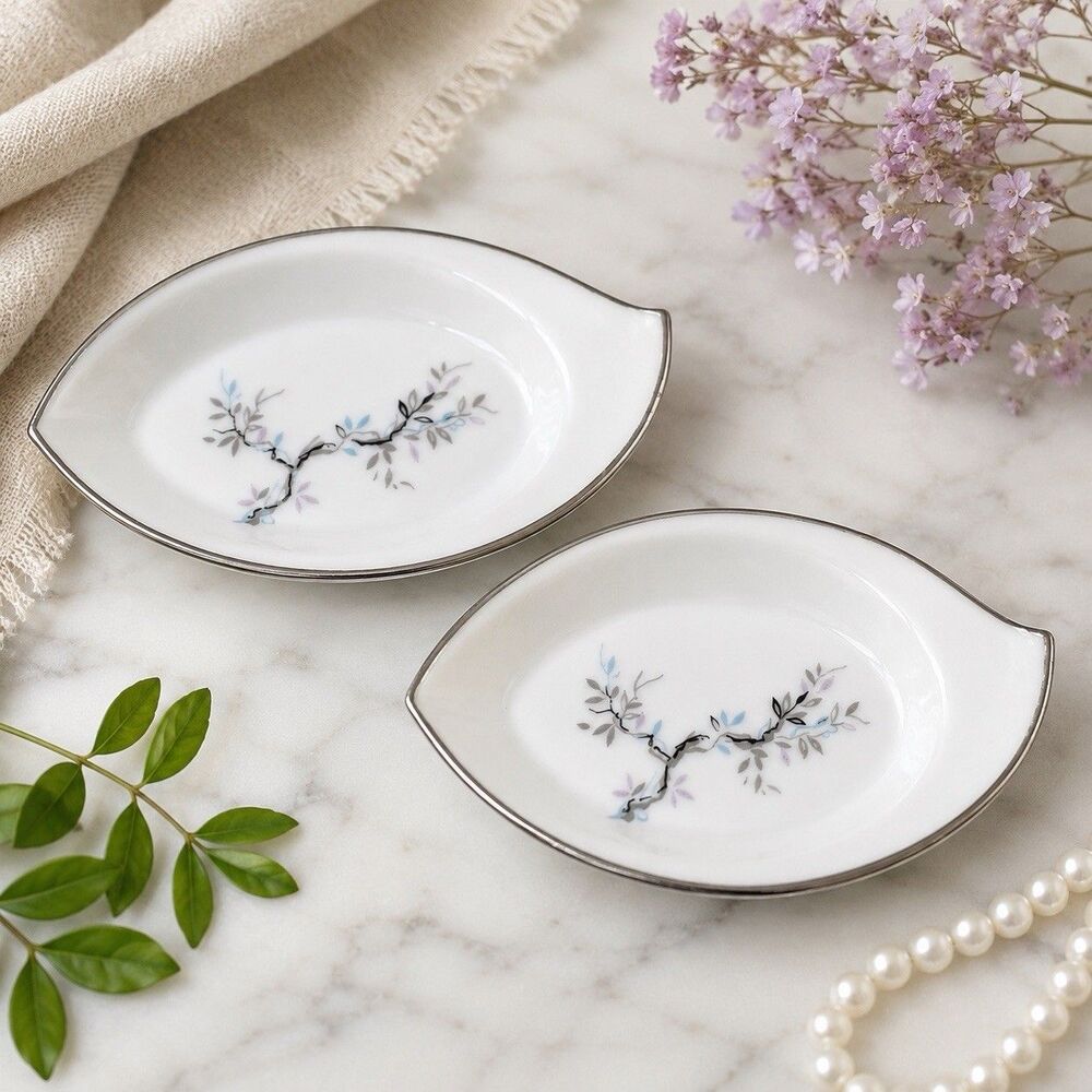 Noritake 1386 Small Ashtray Set 2 Japan Butter Pat Trinket Spoon Rest Dish
